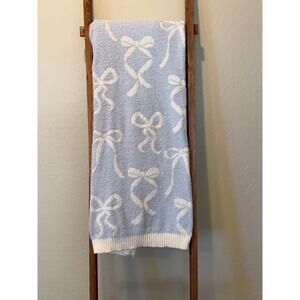 Cupcakes and Cashmere Blue Bow Throw Blanket 50x70 Soft Plush Cozy Polyester